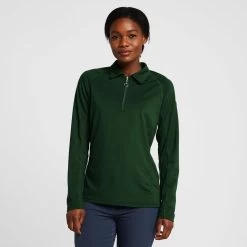 Womens Tiana Pique Long Sleeve Polo Shirt Mountain View Green