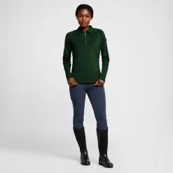 Womens Tiana Pique Long Sleeve Polo Shirt Mountain View Green -Sports Outdoor go 576941 c