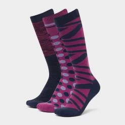Dublin 3 Pack Socks Red Violet Ombre
